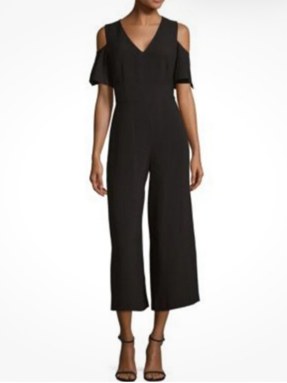 Karl Lagerfeld Black Wide Leg Cold Shoulder Jumpsuit Size 6